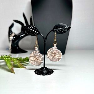 Two Tone wire wrapped spiral earrings